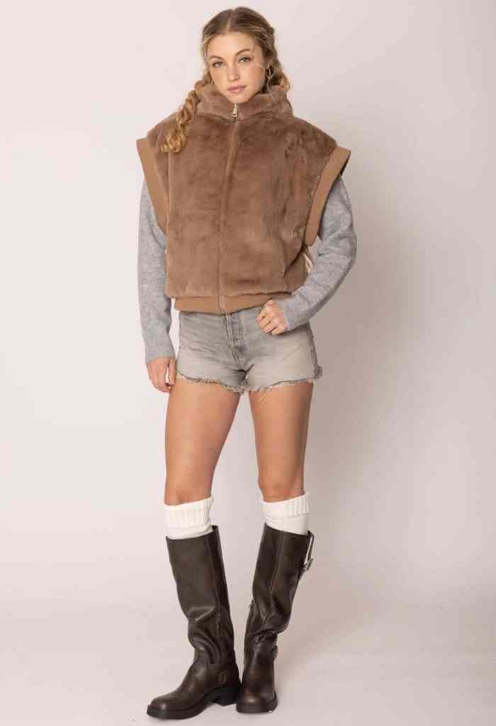 KK Bloom Antonia Faux Fur Bomber Vest