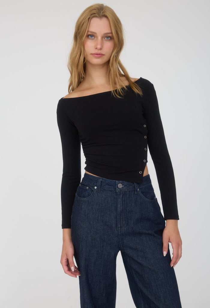 KK Bloom Campbell Crop Top-Black