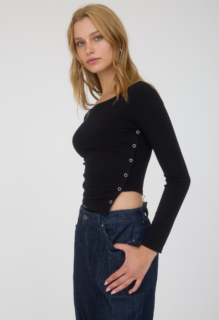 KK Bloom Campbell Crop Top-Black