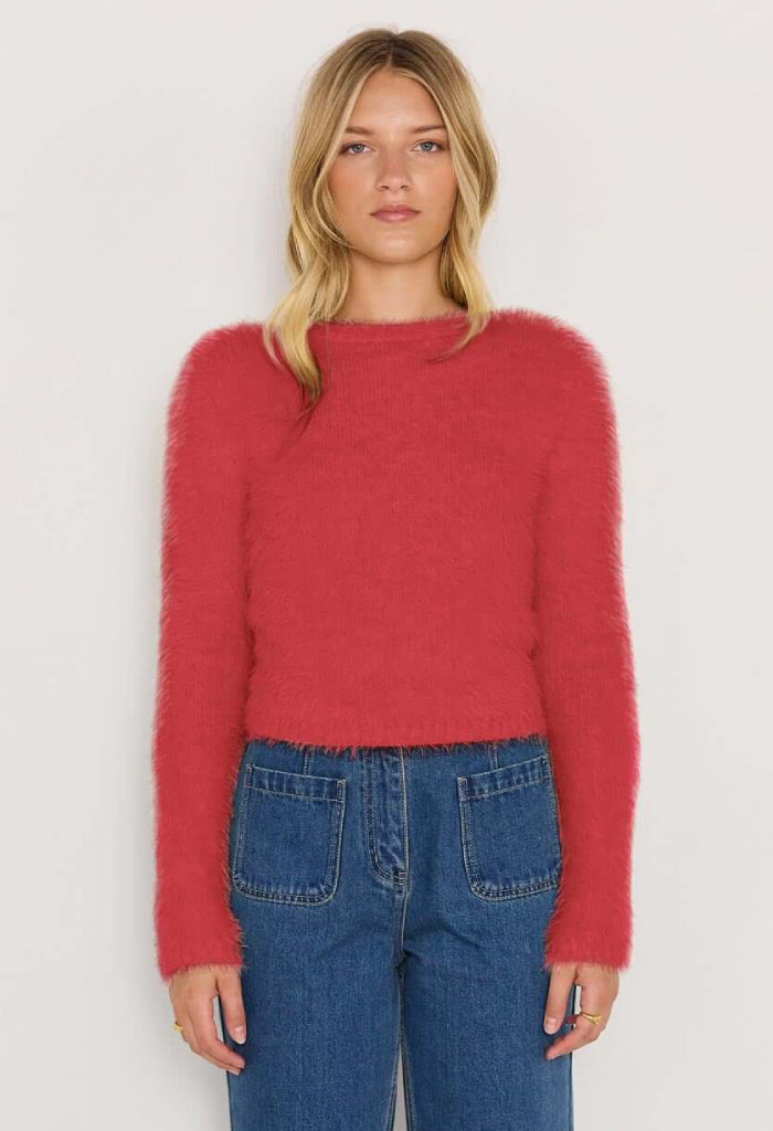 Minkpink Irena Fluffy Sweater-Red
