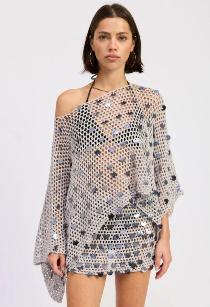 KK Bloom Shell Yeah Poncho-Pale Blue