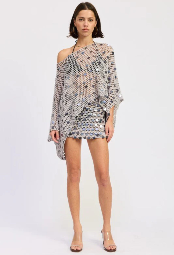 KK Bloom Shell Yeah Mini Skirt-Pale Blue