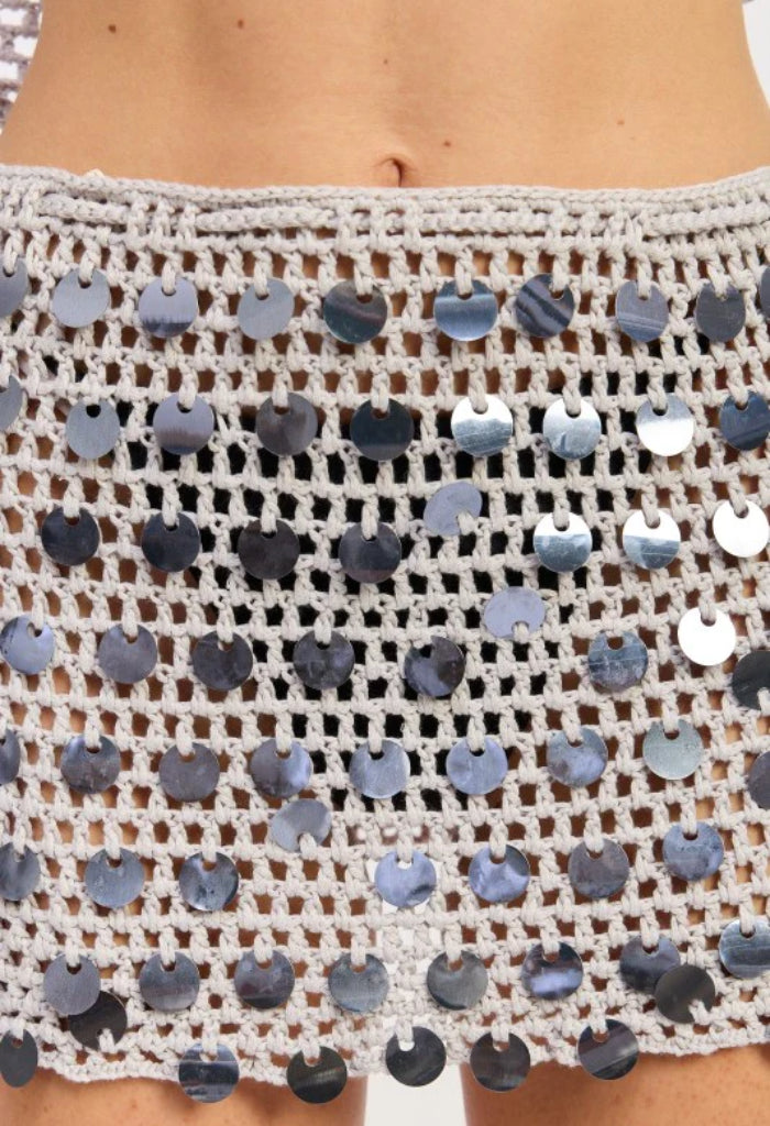 KK Bloom Shell Yeah Mini Skirt-Pale Blue