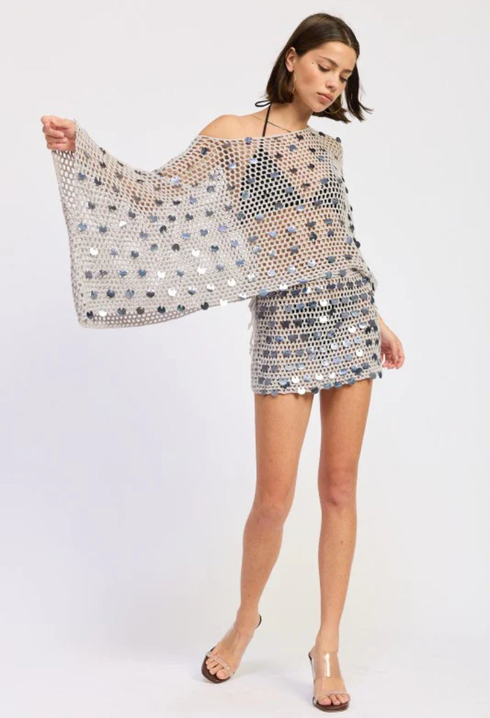 KK Bloom Shell Yeah Mini Skirt-Pale Blue