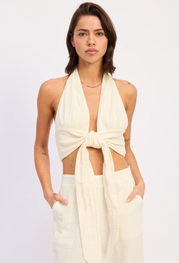KK Bloom Mediterranean Halter Top-Off White