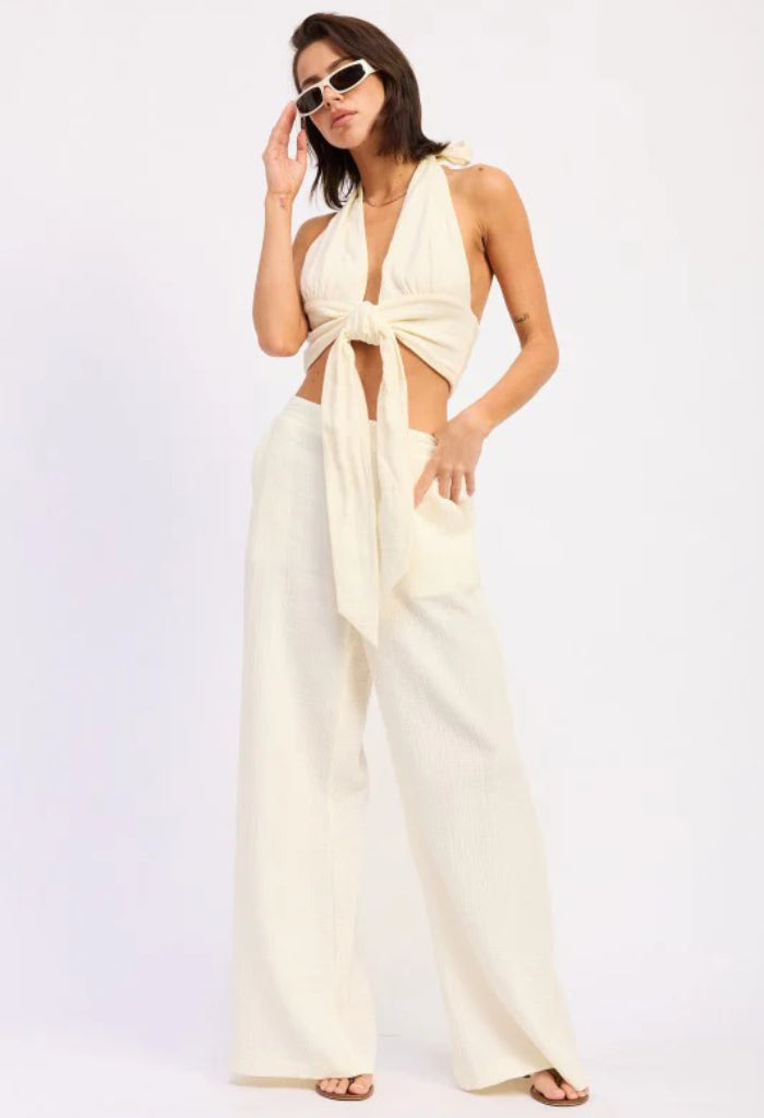 KK Bloom Mediterranean Halter Top-Off White