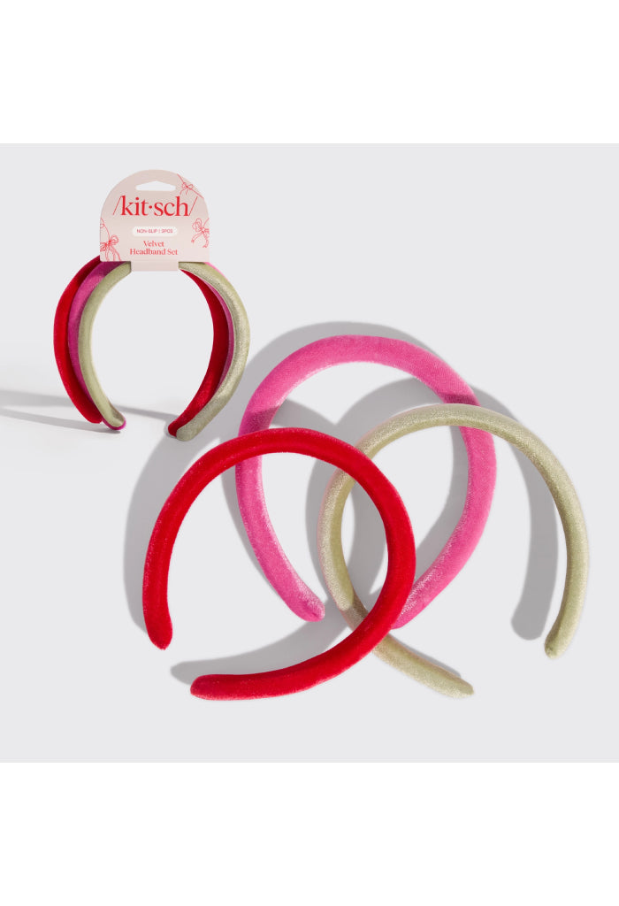 Kitsch Holiday Velvet Headband Set