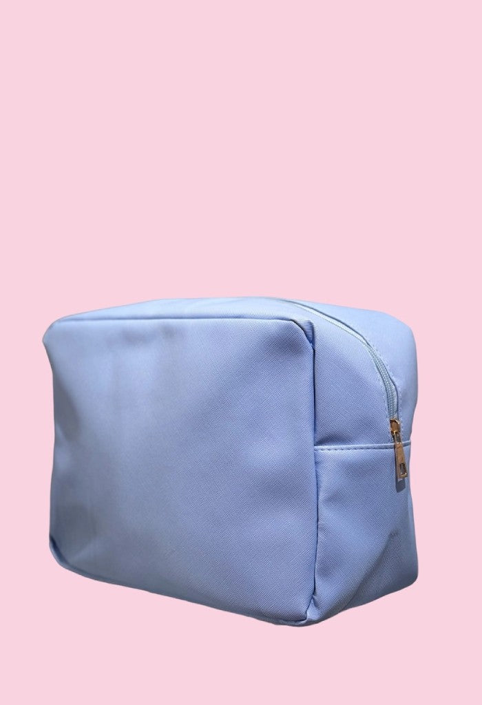 KK Bloom Large Pillow Talk Cosmetic Bag-Leather Baby Blue
