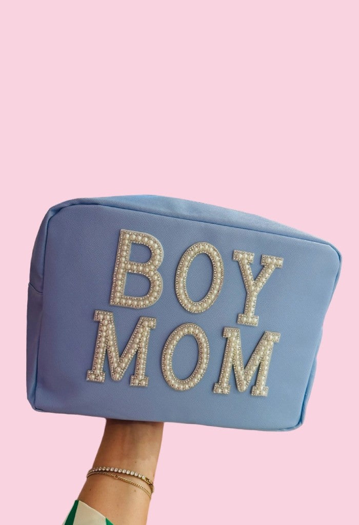 KK Bloom Large Pillow Talk Cosmetic Bag-Leather Baby Blue