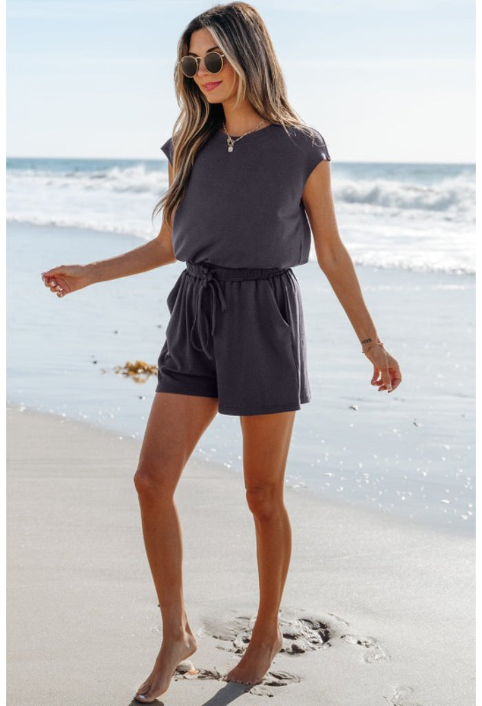 Juniper BLVD Seaside Romper-Black