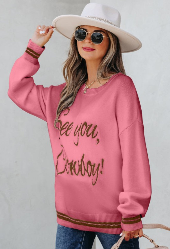KK Bloom See You Cowboy Sweater-Peach Blossom