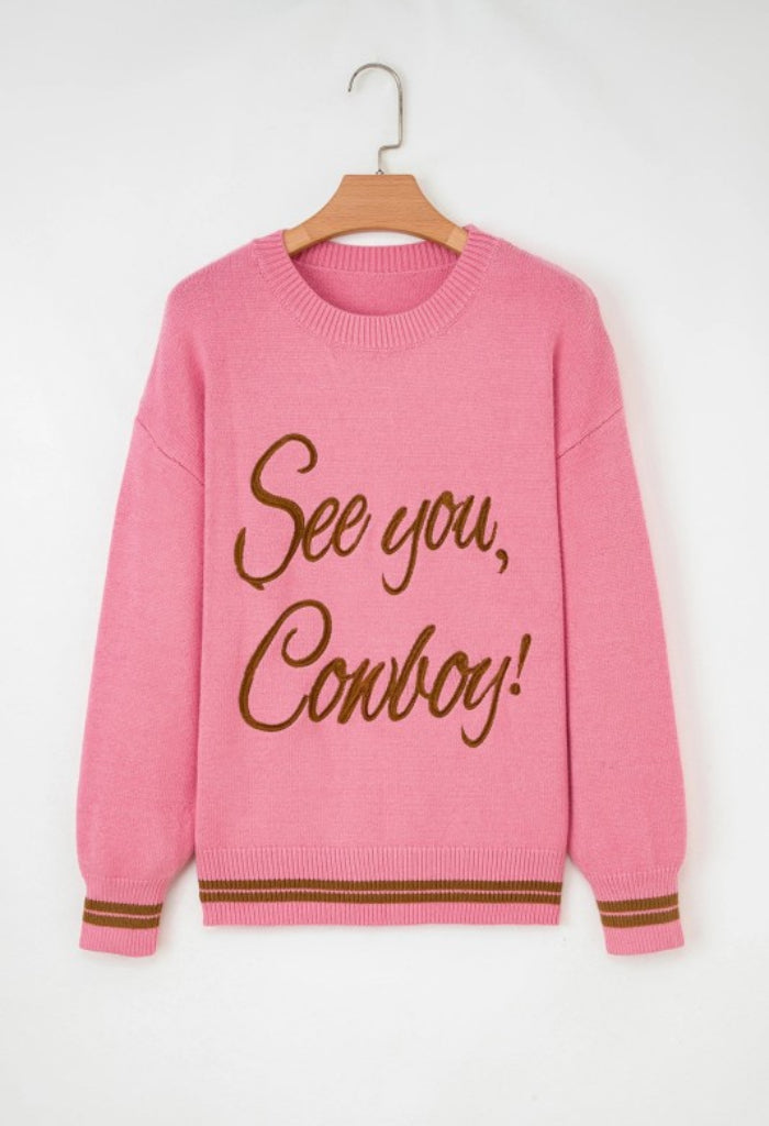 KK Bloom See You Cowboy Sweater-Peach Blossom