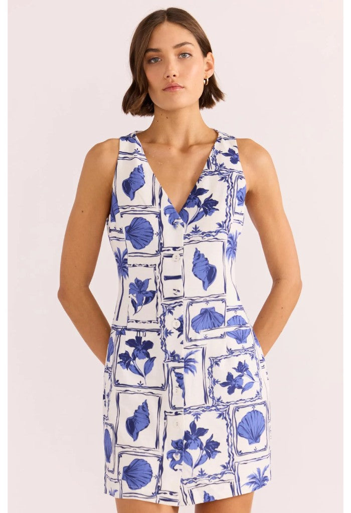 Minkpink Sylvie Button Up Mini Dress-Postcard Floral