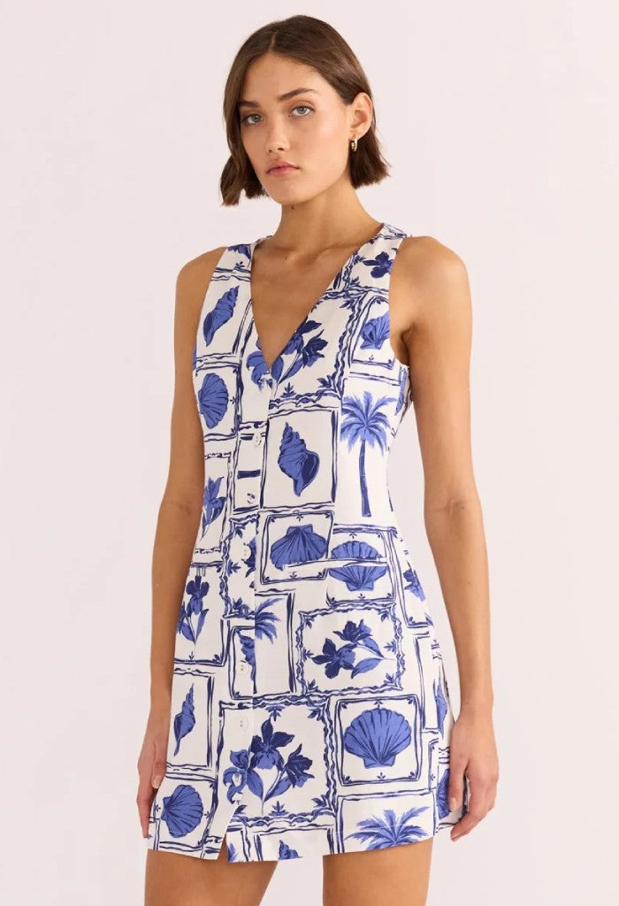 Minkpink Sylvie Button Up Mini Dress-Postcard Floral