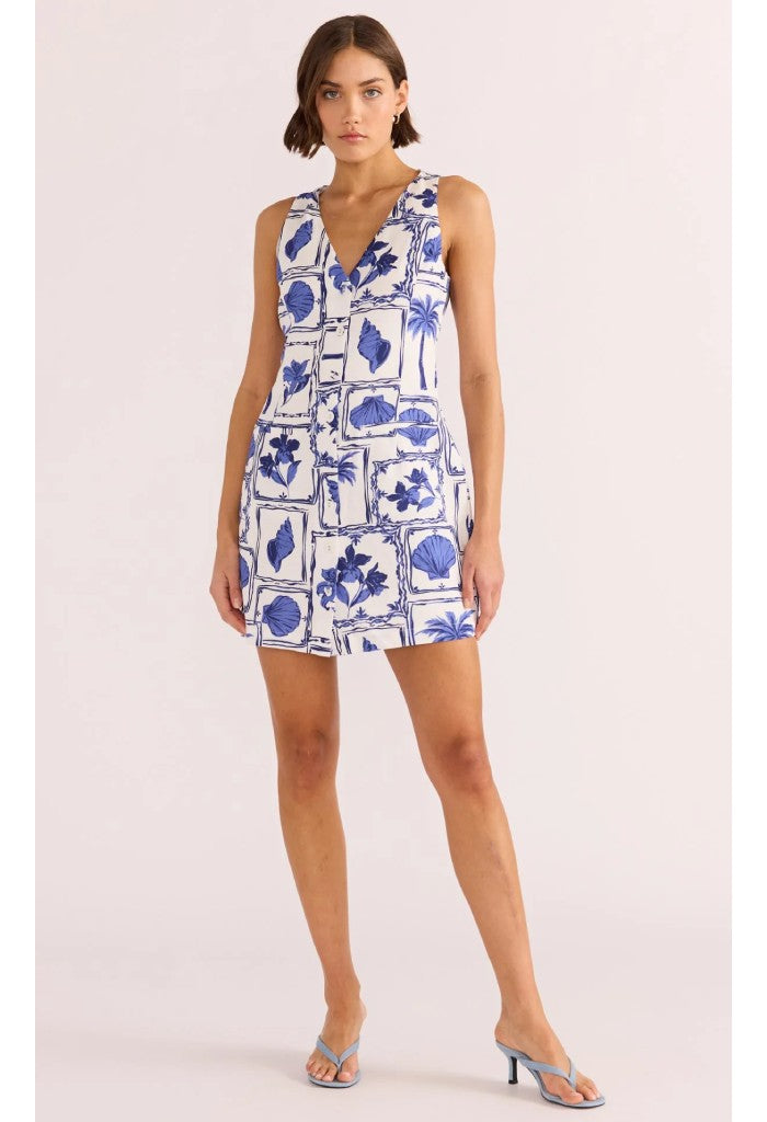 Minkpink Sylvie Button Up Mini Dress-Postcard Floral