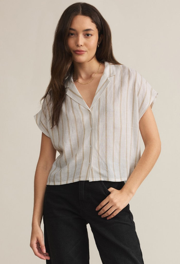 Z Supply Parallel Button Down Top-Cement