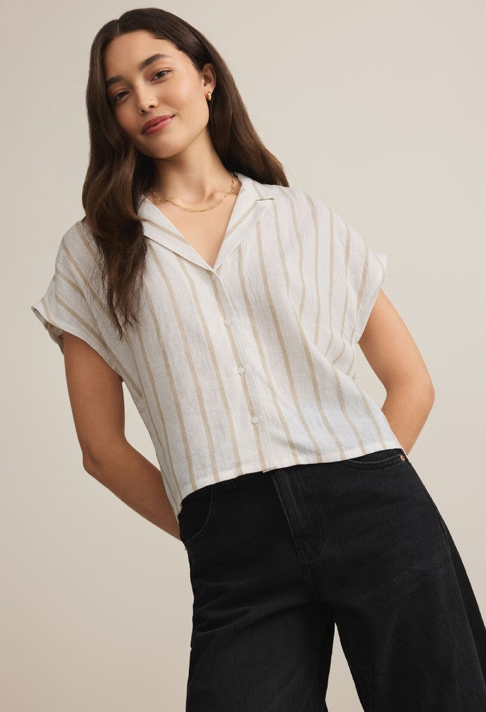 Z Supply Parallel Button Down Top-Cement