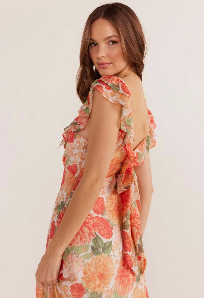 Minkpink Aida Frill Maxi Dress-Apricot Floral