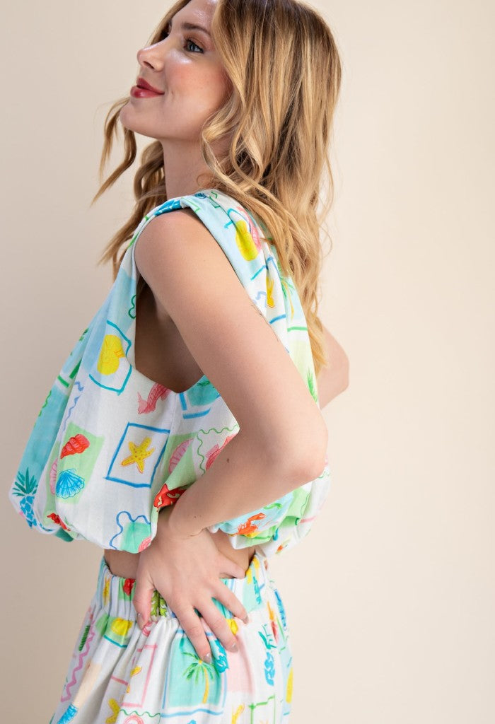 KK Bloom Coastal Dream Pleated Top