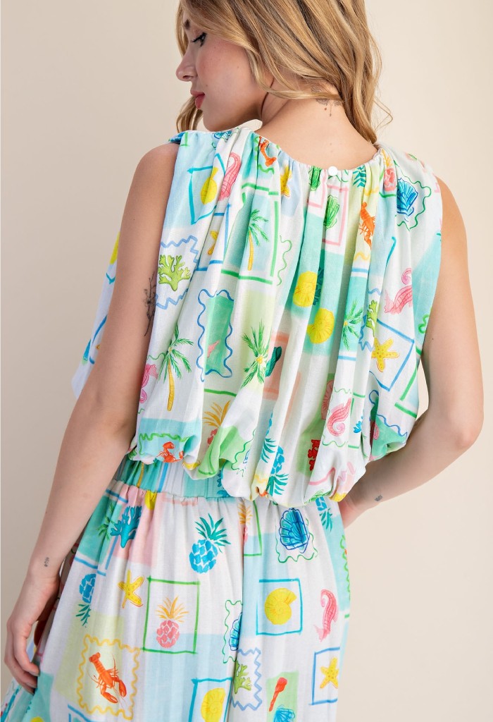 KK Bloom Coastal Dream Pleated Top