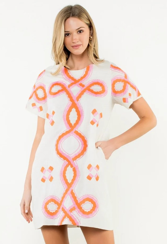THML Lola Embroidered Shift Dress