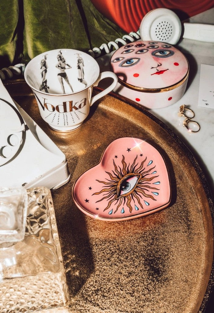 KK Bloom Pop Art Eye Heart Dish-Pink