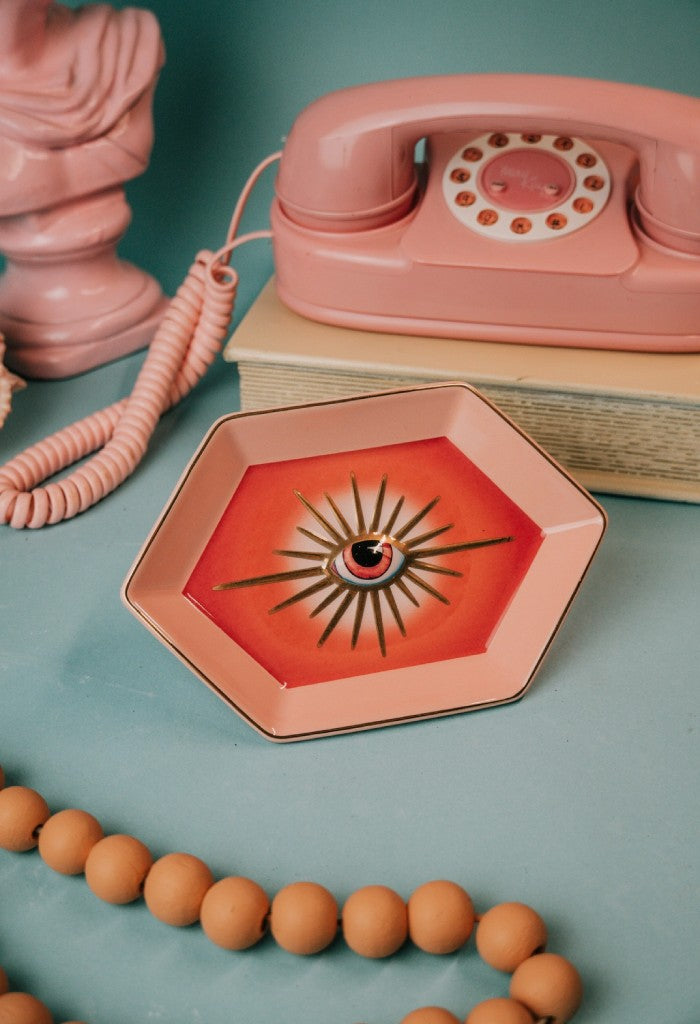 KK Bloom Evil Eye Trinket Dish-Pink