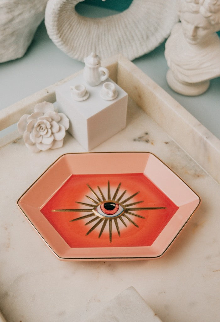 KK Bloom Evil Eye Trinket Dish-Pink