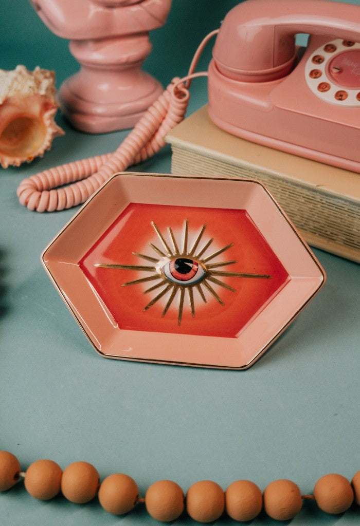 KK Bloom Evil Eye Trinket Dish-Pink