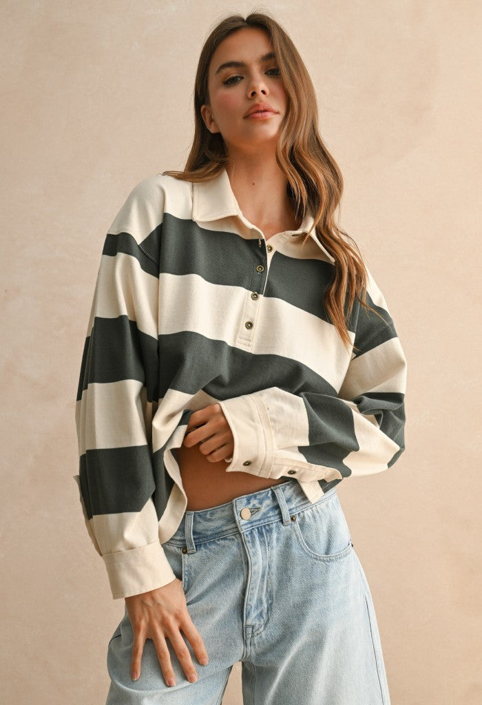 KK Bloom Polo Party L/S Top-Olive