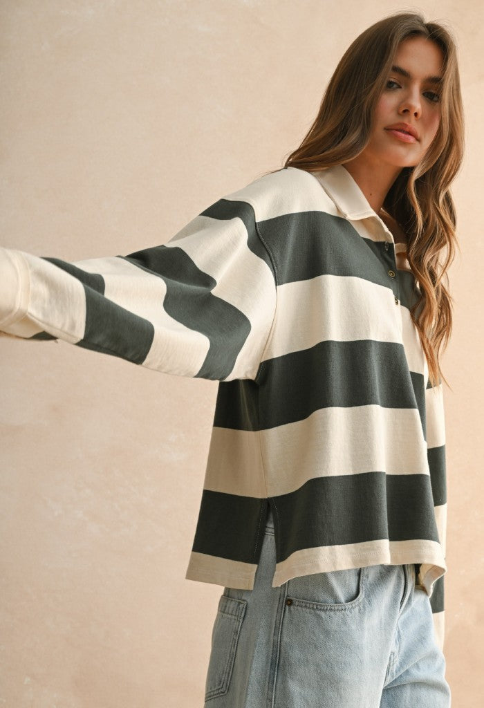 KK Bloom Polo Party L/S Top-Olive