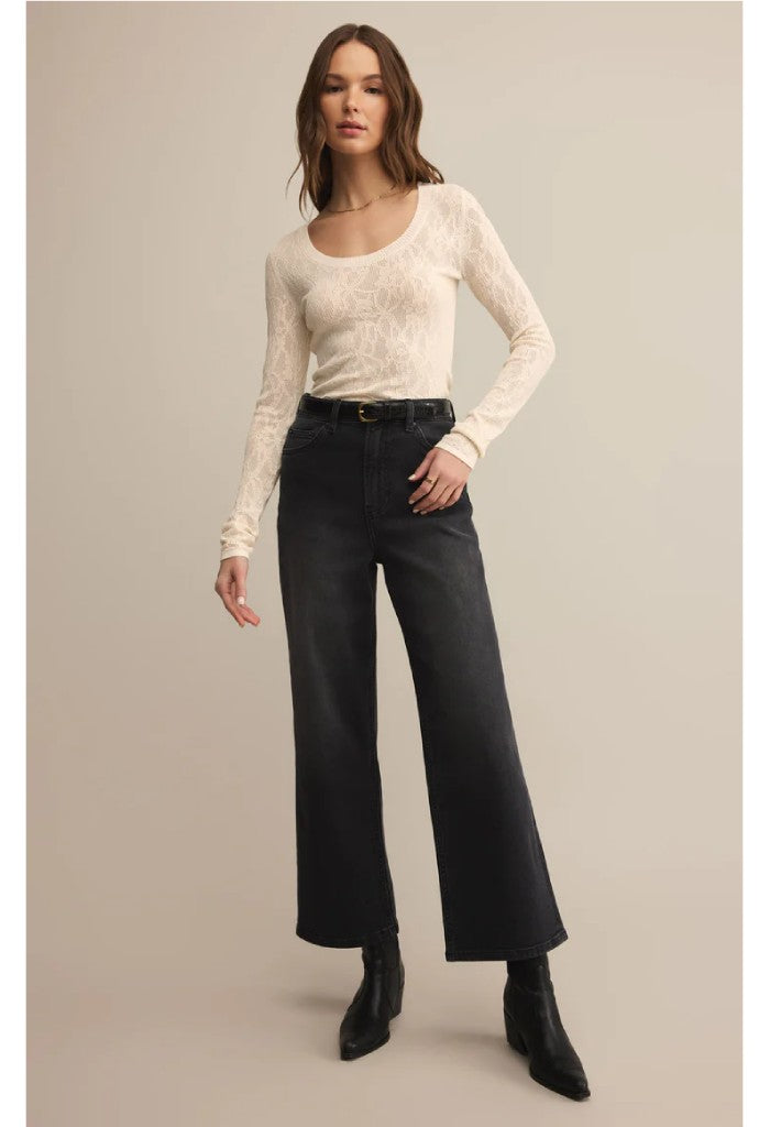 Z Supply Tibi Scoop Mesh Sweater-Crystal