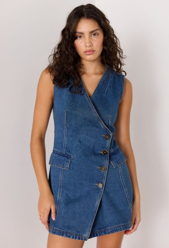 Minkpink Nora Denim Wrap Mini Dress