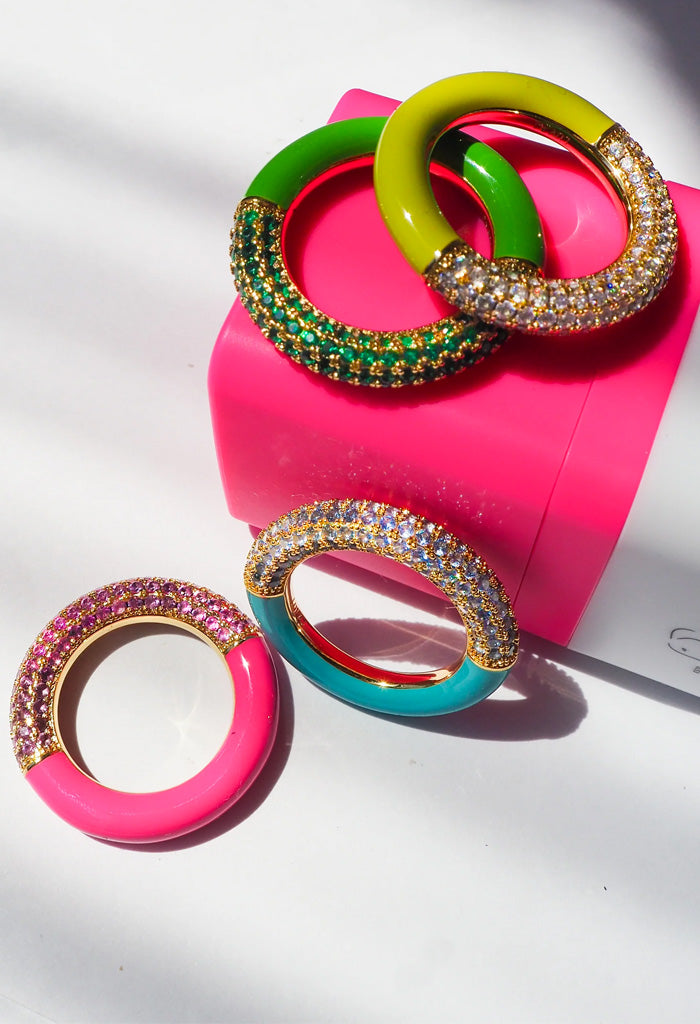 Luv AJ Pave Amalfi Ring-Turquoise