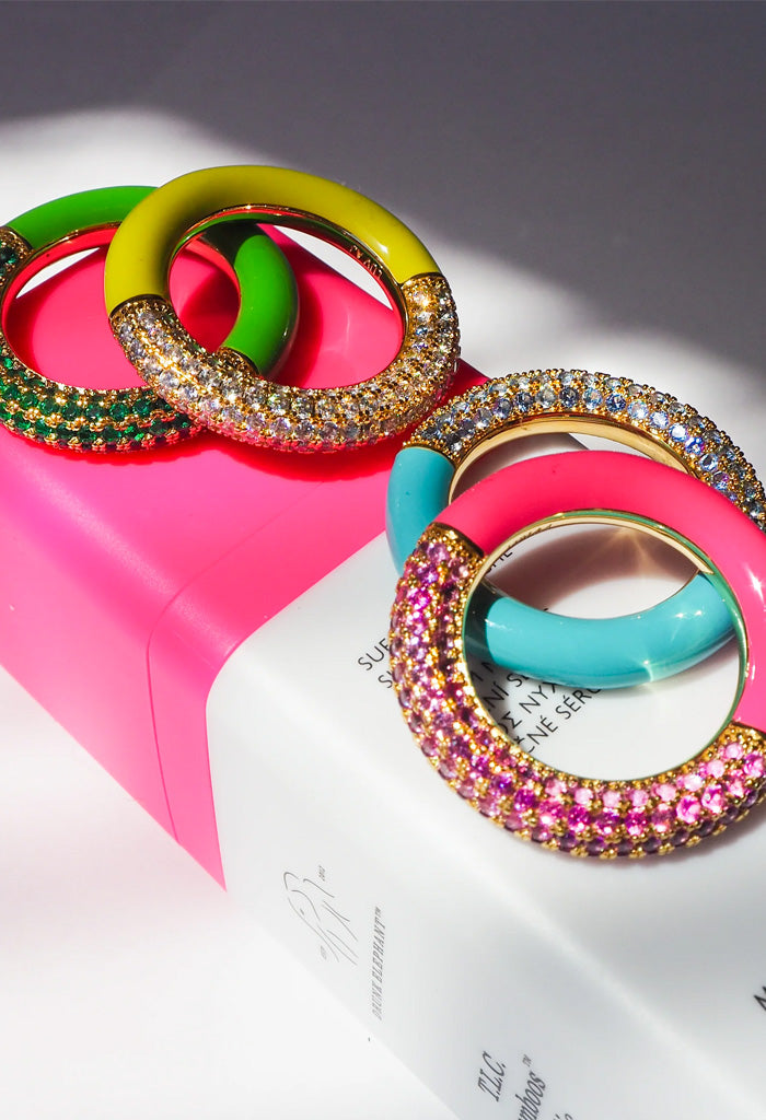 Luv AJ Pave Amalfi Ring-Bright Green