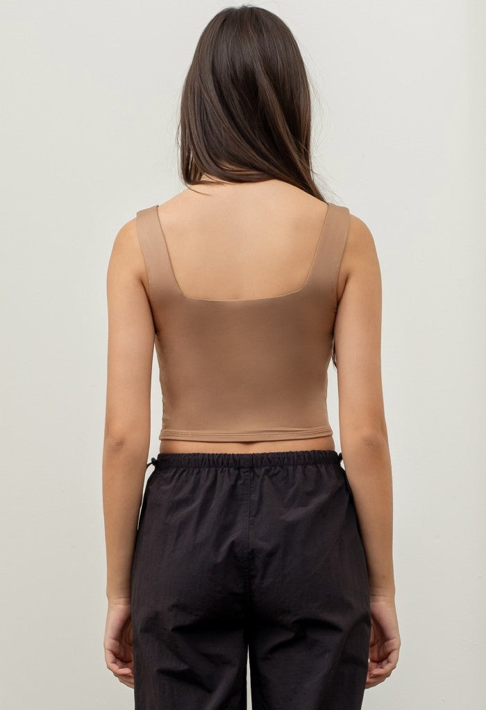 KK Bloom Ally Crop Tank Top-Mocha