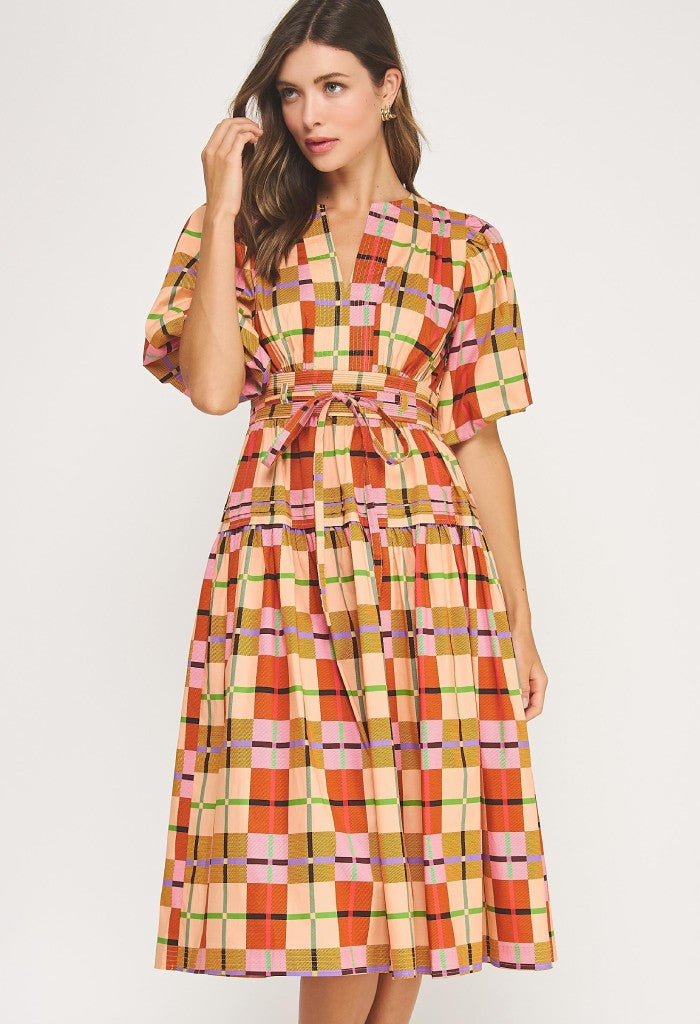 KK Bloom Rachel Plaid Maxi Dress