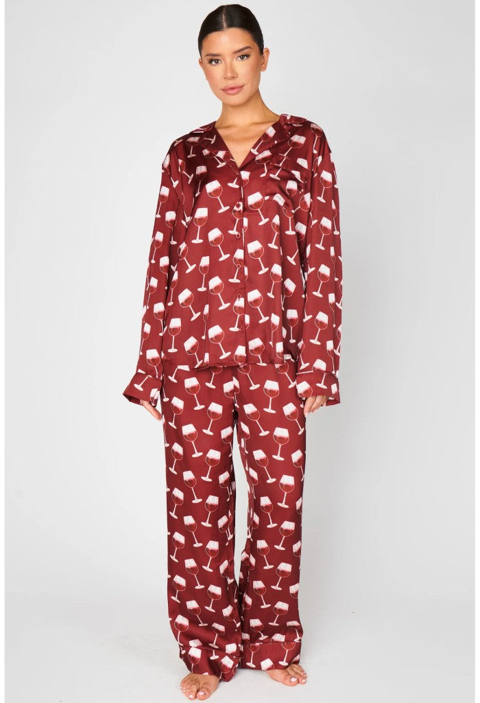 Show Me Your Mumu Classic PJ Set-Silky Red Wine