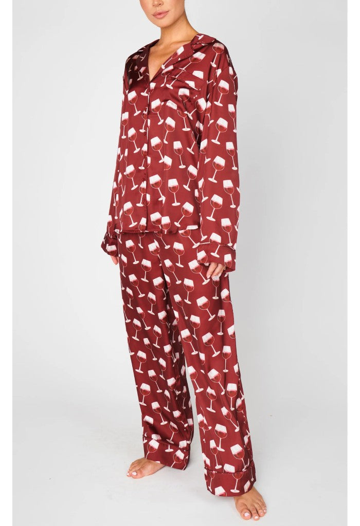 Show Me Your Mumu Classic PJ Set-Silky Red Wine