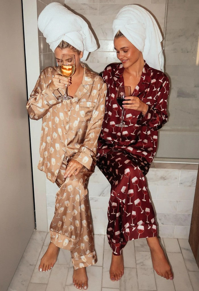 Show Me Your Mumu Classic PJ Set-Silky White Wine