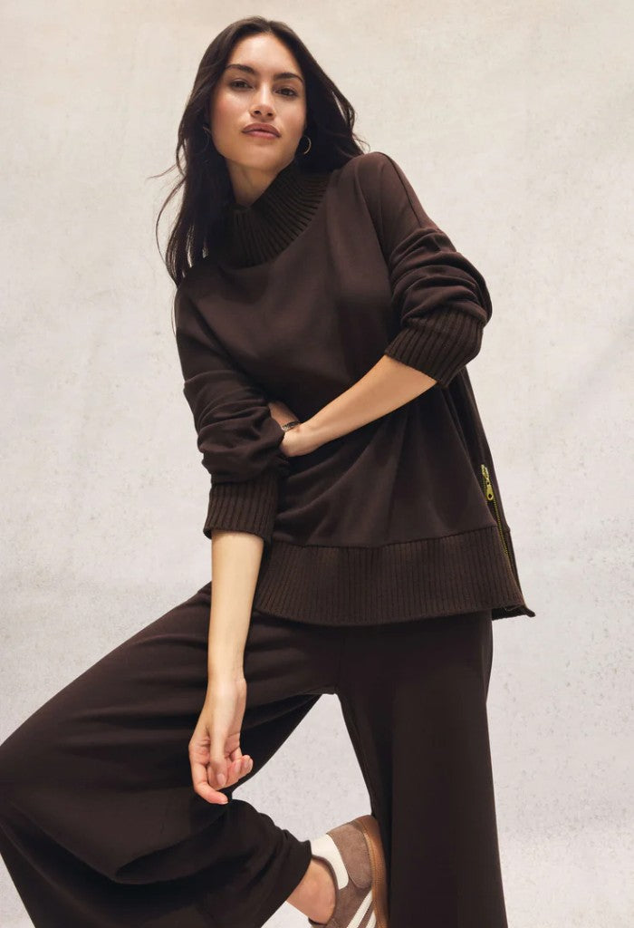 Z Supply Sable Rib Sweatshirt-Chocolate Cherry