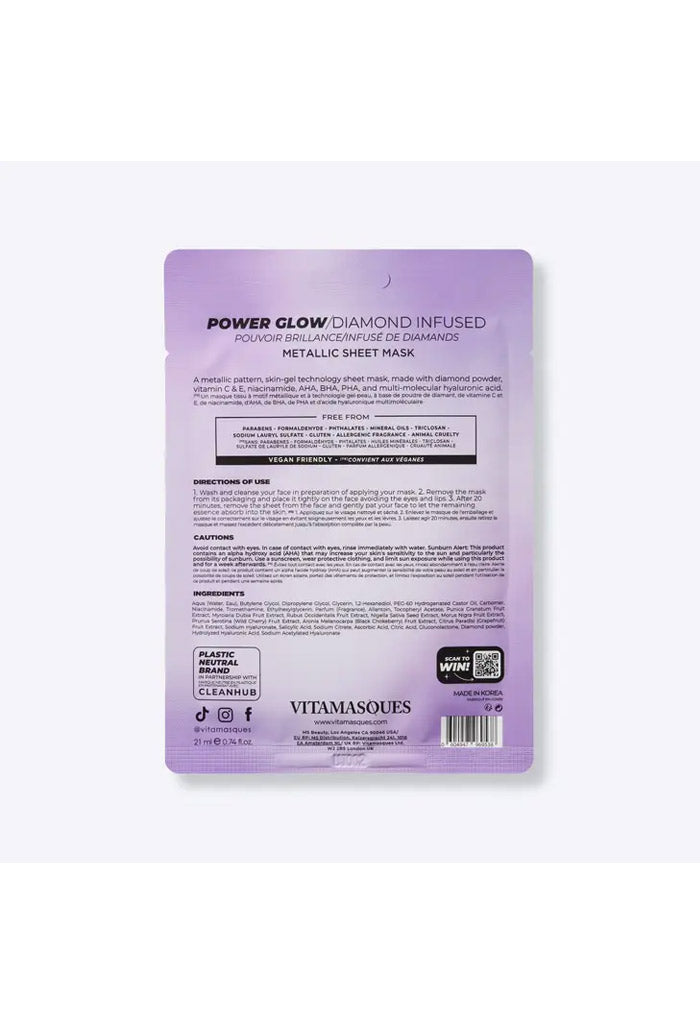Vitamasques Power Glow Diamond Infused Metallic Sheet Mask