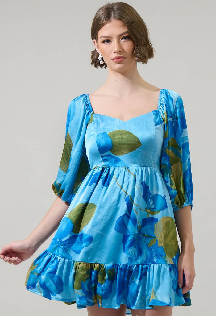 KK Bloom Blue Lagoon Mini Dress
