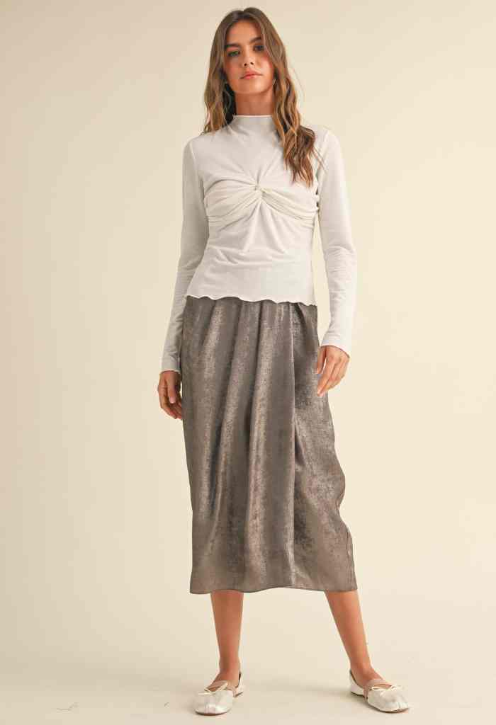 KK Bloom Champagne Toast Midi Skirt