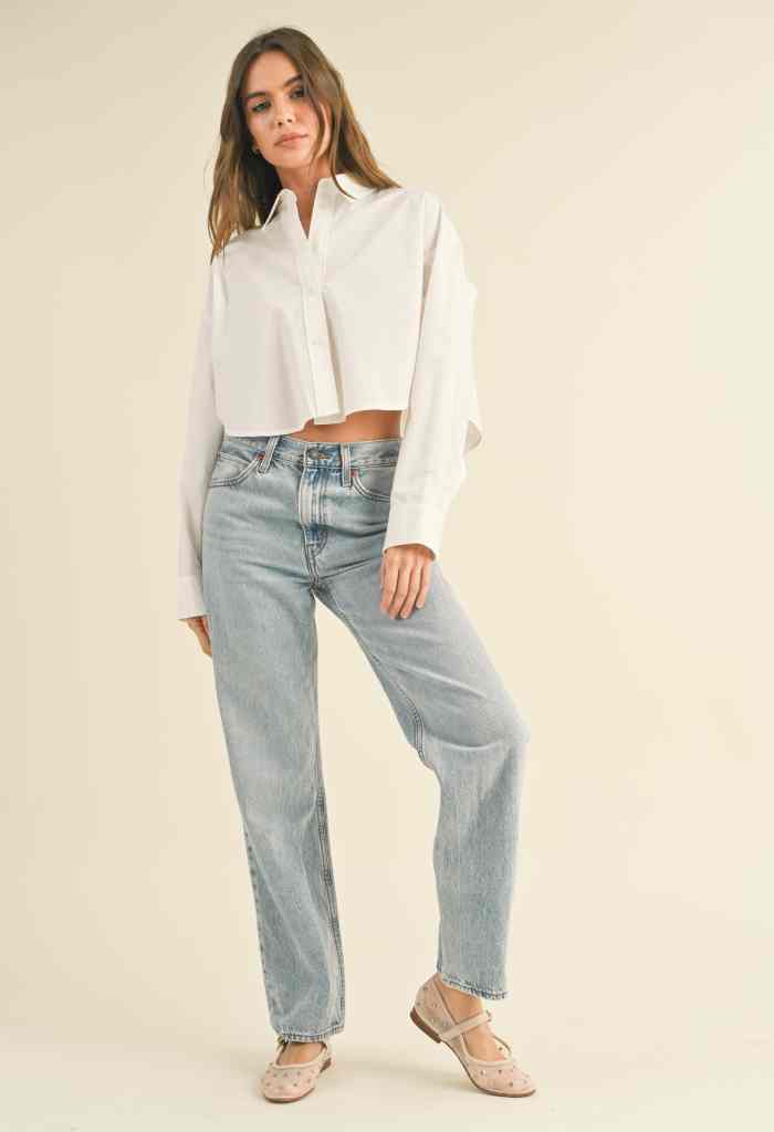 KK Bloom Dylan Cropped Buttondown Shirt