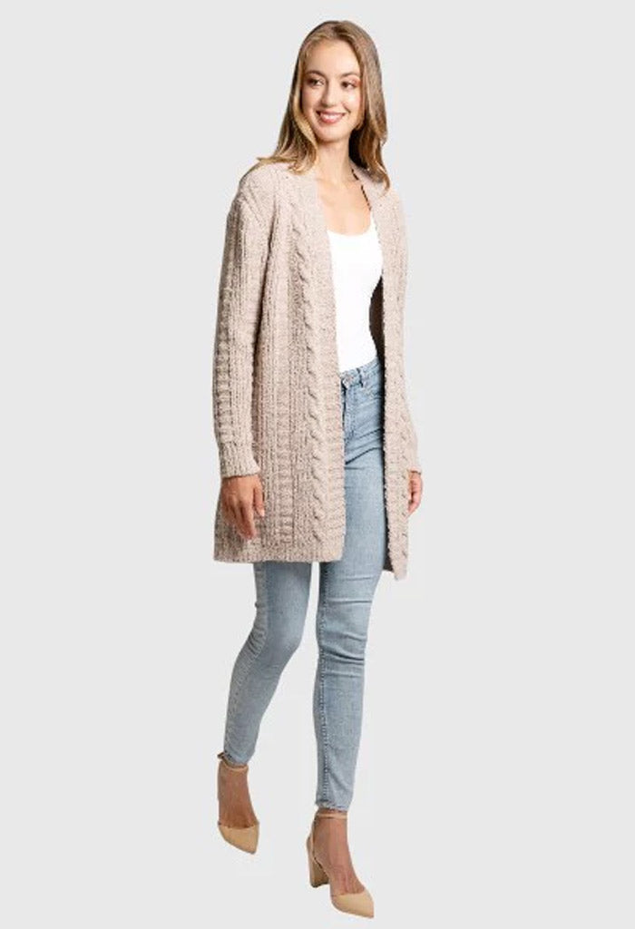 KK Bloom Twist Knit Cardigan-Beige