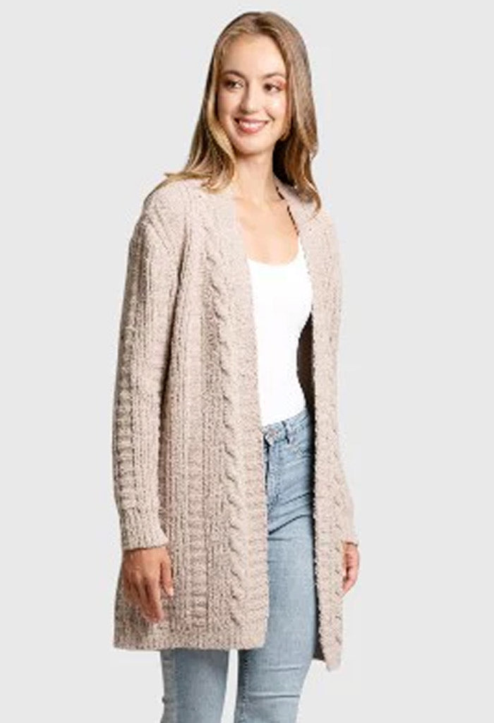 KK Bloom Twist Knit Cardigan-Beige