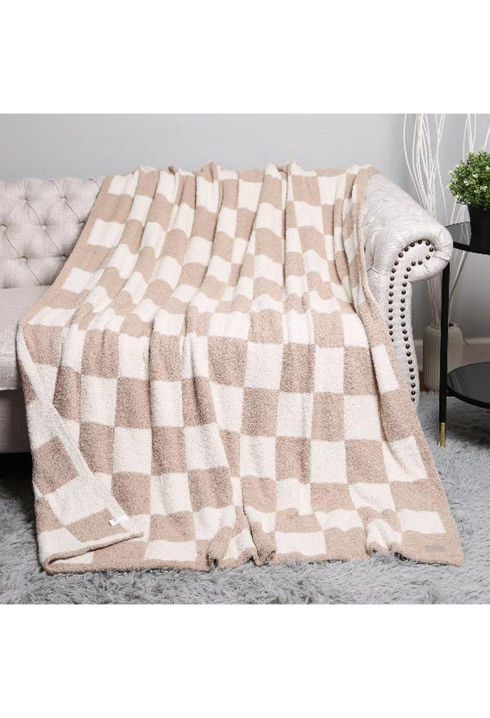 KK Bloom Dana Blanket-Taupe Check