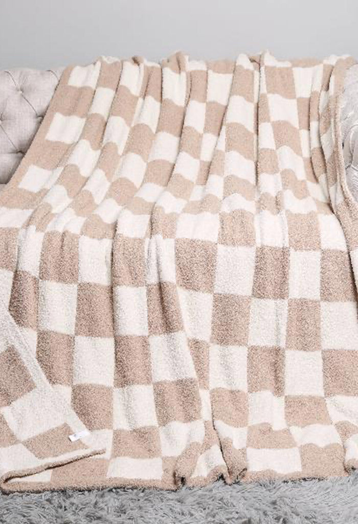 KK Bloom Dana Blanket-Taupe Check