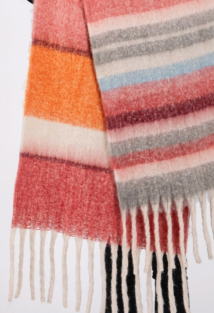 KK Bloom Claudia Stripe Scarf-Burgundy